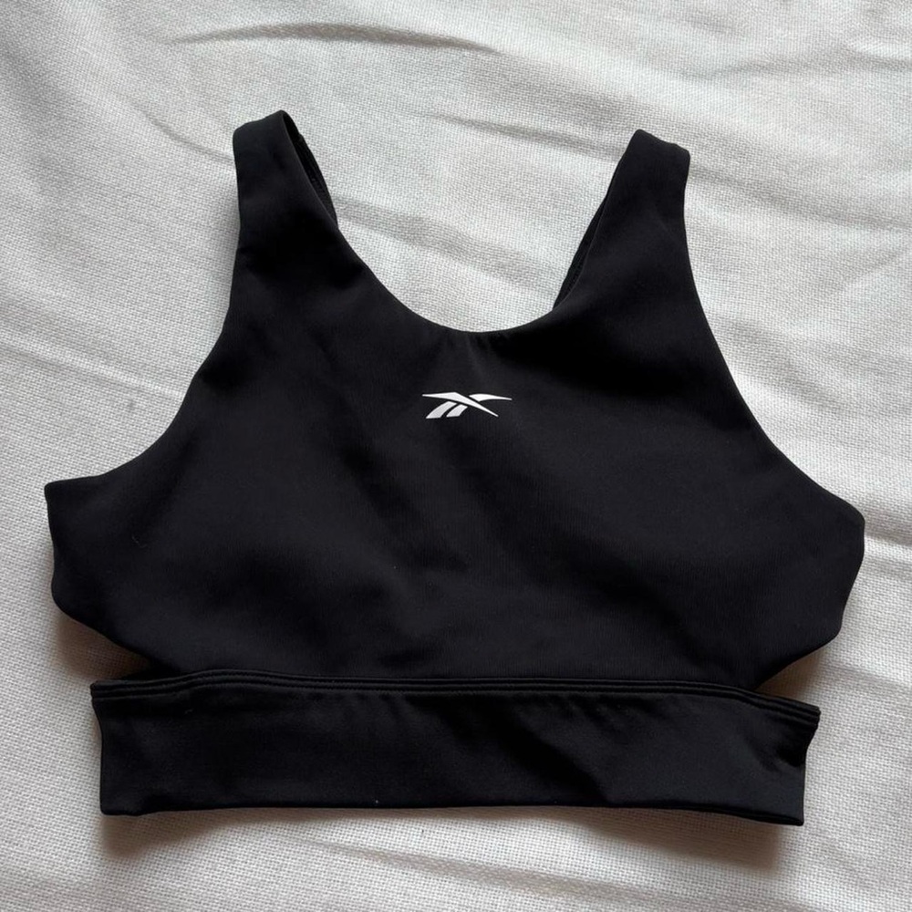 Reebok Black Sports Bra with Wide Straps and Scoop Neckline